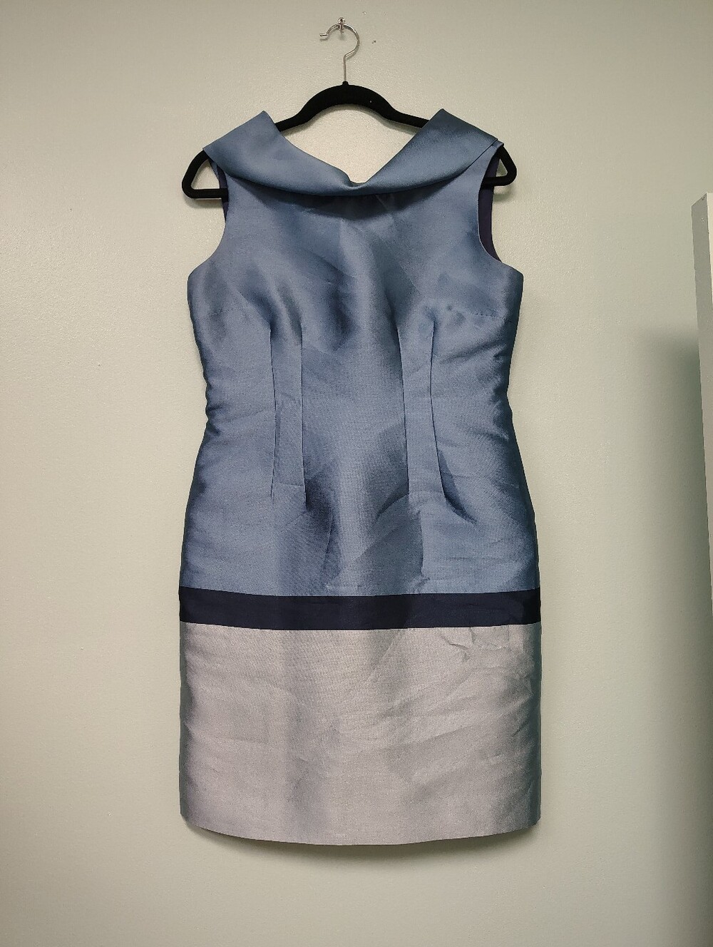 Sara Campbell Light Blue and Silver Sleeveless Shift Dress
